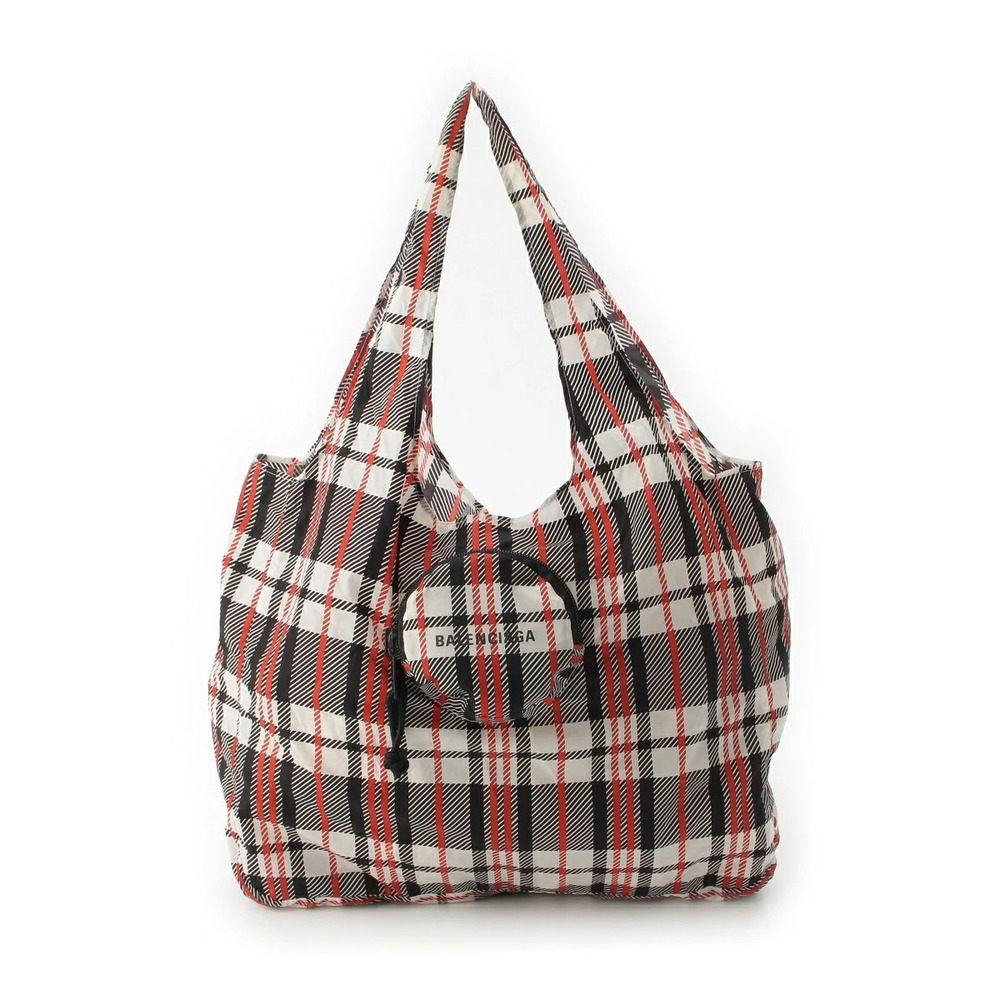 Balenciaga Grocery Shopper Check Eco Handbag Tote Black